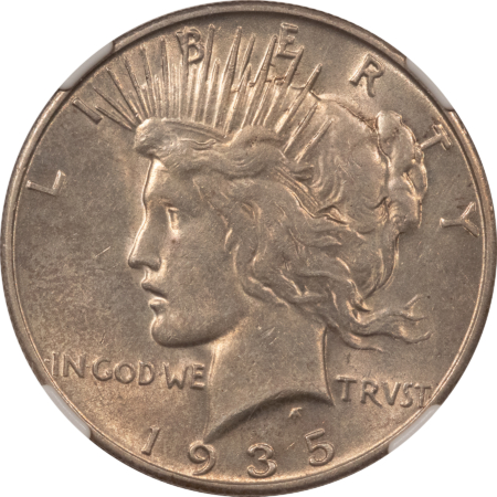 Dollars 1935-S $1 PEACE DOLLAR – NGC AU-55, NICE ORIGINAL!