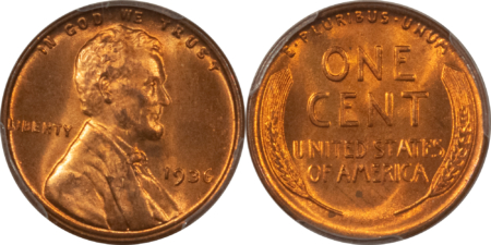 Lincoln Cents (Wheat) 1936, 1938-D, 1944-D LINCOLN CENTS LOT OF 3 – PCGS MS-65RD, MS-65RD, NGC MS-65RD