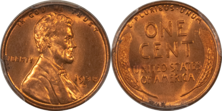 Lincoln Cents (Wheat) 1936, 1938-D, 1944-D LINCOLN CENTS LOT OF 3 – PCGS MS-65RD, MS-65RD, NGC MS-65RD