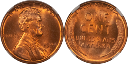 Lincoln Cents (Wheat) 1936, 1938-D, 1944-D LINCOLN CENTS LOT OF 3 – PCGS MS-65RD, MS-65RD, NGC MS-65RD