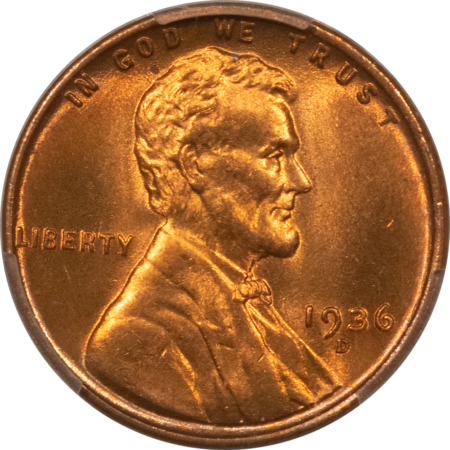 Lincoln Cents (Wheat) 1936-D LINCOLN CENT – PCGS MS-67+ RD, REALLY SUPERB! SO TOUGH!