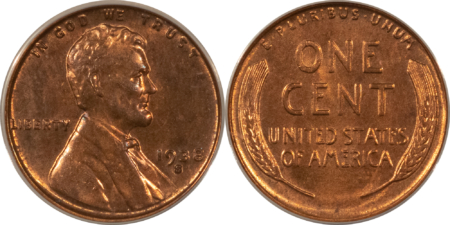 Lincoln Cents (Wheat) 1937, 1937-S, 1938-S LINCOLN CENTS, LOT OF 3 – ANACS MS-63 RB/MS-64 RB/MS-63 RB