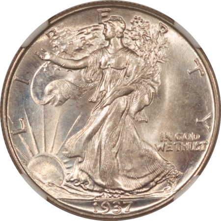 Half Dollars 1937 WALKING LIBERTY HALF DOLLAR – NGC MS-64, PQ & LOOKS GEM!