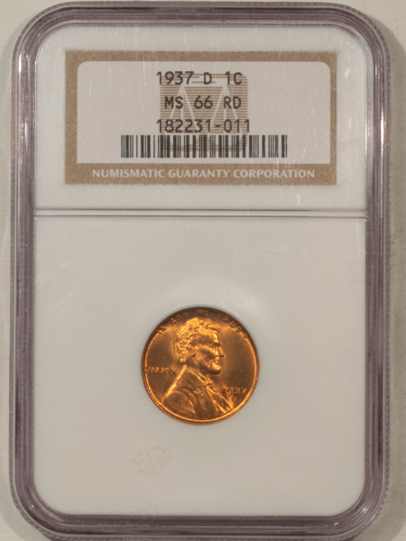 Lincoln Cents (Wheat) 1937-D LINCOLN CENT – NGC MS-66 RD