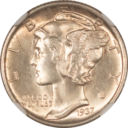 Dimes 1937-S MERCURY DIME – NGC MS-66 FB, FRESH & PQ!