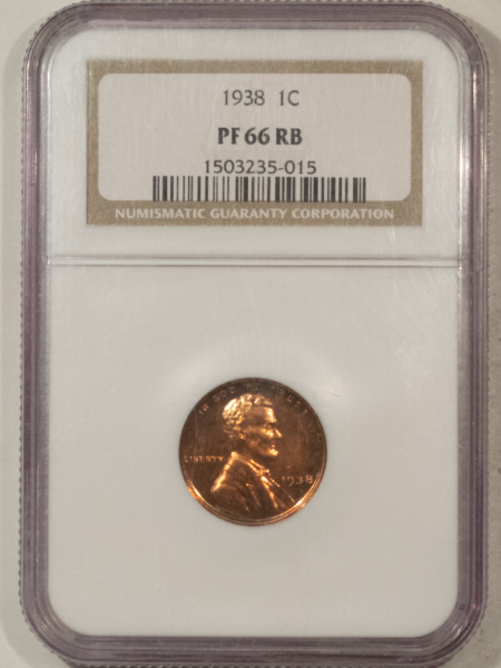 Lincoln Cents (Wheat) 1938 PROOF LINCOLN CENT – NGC PF-66 RB