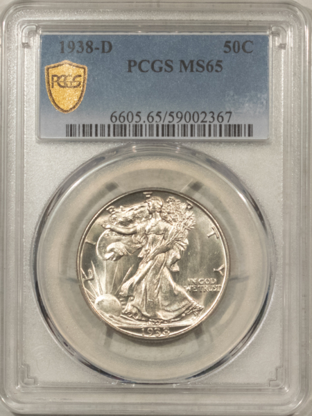 Half Dollars 1938-D WALKING LIBERTY HALF DOLLAR – PCGS MS-65, LOOKS MS-66! PREMIUM QUALITY!