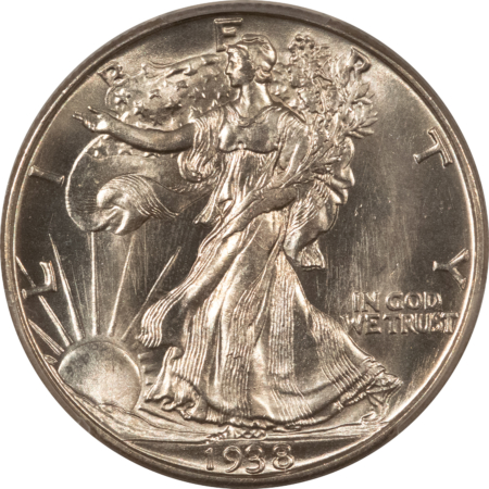 Half Dollars 1938-D WALKING LIBERTY HALF DOLLAR – PCGS MS-65, LOOKS MS-66! PREMIUM QUALITY!