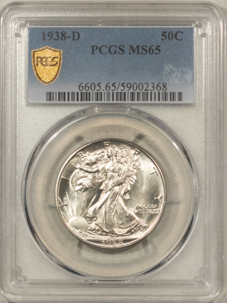 Half Dollars 1938-D WALKING LIBERTY HALF DOLLAR – PCGS MS-65, LOOKS MS-66! PREMIUM QUALITY!