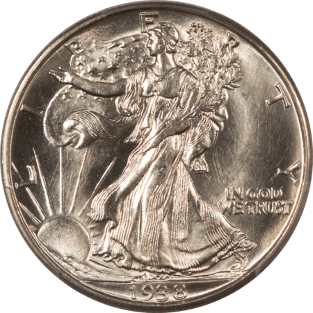 Half Dollars 1938-D WALKING LIBERTY HALF DOLLAR – PCGS MS-65, LOOKS MS-66! PREMIUM QUALITY!