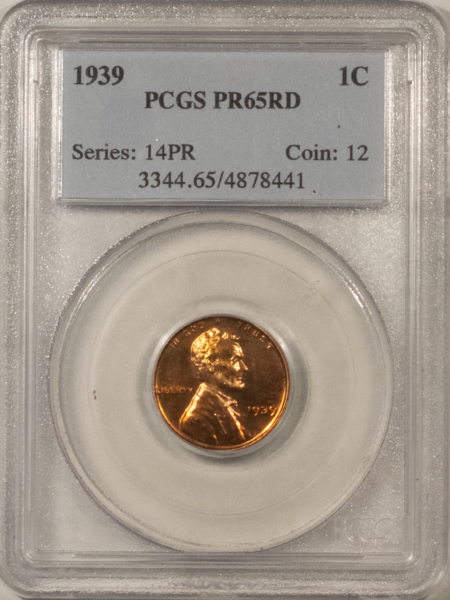 Lincoln Cents (Wheat) 1939 PROOF LINCOLN CENT – NGC PR-65 RD, GEM