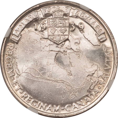 Exonumia 1939 GREAT BRITAIN BRITISH HISTORICAL MEDAL ROYAL VISIT BHM4394 SILVER NGC MS-65