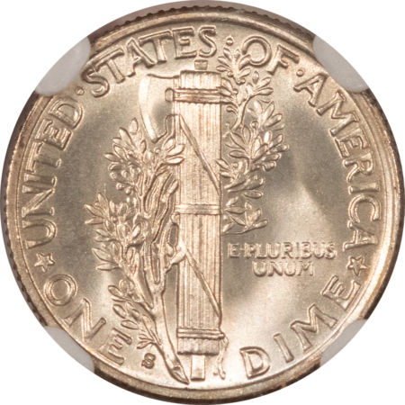 Dimes 1939-S MERCURY DIME – NGC MS-66, NEARLY FULL BANDS, TOUGH!