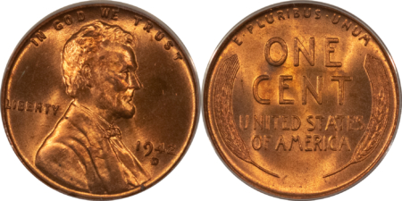 Lincoln Cents (Wheat) 1940, 1941, 1942-D LINCOLN CENTS, LOT OF 3 – ANACS MS-64 RD, MS-65 RB, MS-64 RD