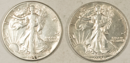 Half Dollars 1940 1944 WALKING LIBERTY HALF DOLLARS, LOT OF 2 – HIGH GRADE EXAMPLES! CLEANED!