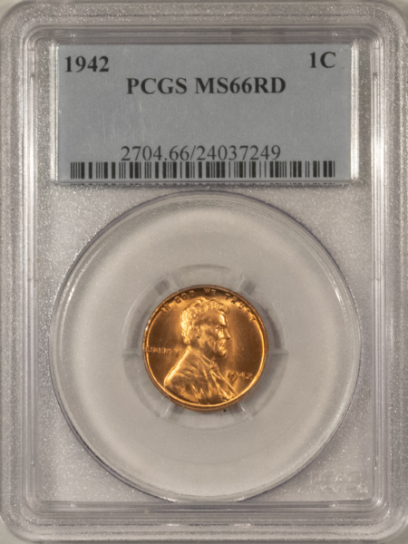 Lincoln Cents (Wheat) 1942 LINCOLN CENT – PCGS MS-66 RD SUPERB