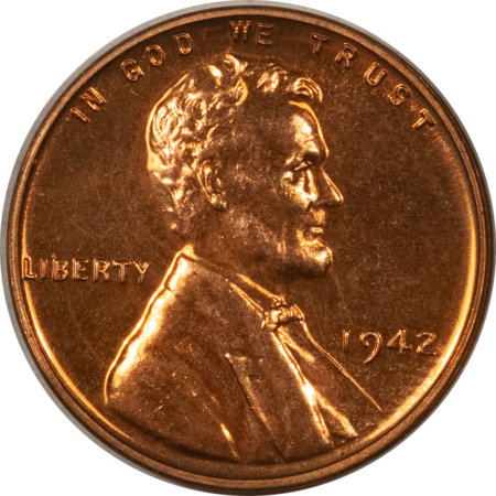Lincoln Cents (Wheat) 1942 PROOF LINCOLN CENT – PROOF, FULL RED & LOOKS GEM!