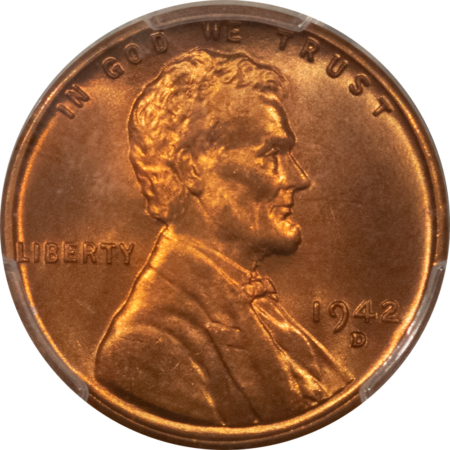 CAC Approved Coins 1942-D LINCOLN CENT – PCGS MS-67+ RD, CAC APPROVED! PERFECT! WHAT A COIN!!
