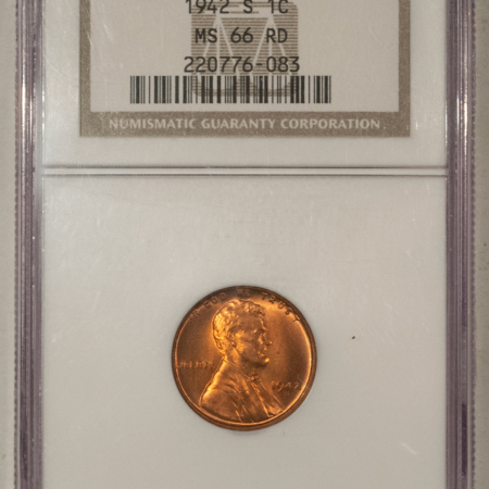 Lincoln Cents (Wheat) 1942-S LINCOLN CENT – NGC MS-66 RD ATTRACTIVE