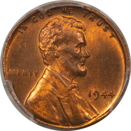 Lincoln Cents (Wheat) 1944 LINCOLN CENT MINT ERROR – PCGS MS-64 RB, ELLIPTICAL CLIP 2.87G