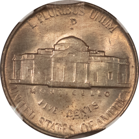 Jefferson Nickels 1945 JEFFERSON SILVER WAR NICKEL, MINT ERROR! DOUBLED CURVED CLIPS NGC MS-65 5FS