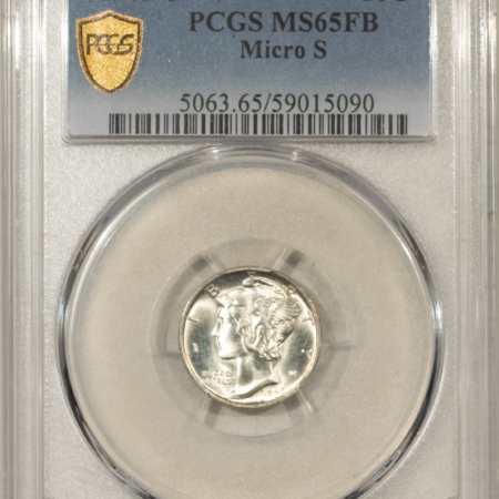 Dimes 1945-S MERCURY DIME, MICRO S – PCGS MS-65 FB, PREMIUM QUALITY BLAZER! LOOKS 66!