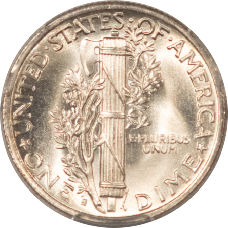 Dimes 1945-S MERCURY DIME, MICRO S – PCGS MS-65 FB, PREMIUM QUALITY BLAZER! LOOKS 66!
