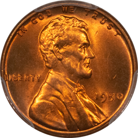 Lincoln Cents (Wheat) 1950 LINCOLN CENT – PCGS MS-66 RD, TOUGH & PREMIUM QUALITY!
