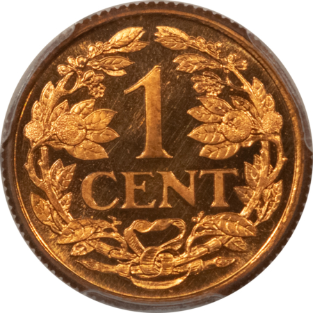 New Certified Coins 1952 PROOF NETHERLANDS-ANTILLES 1 CENT – PCGS PR-66 RD CAM, MINTAGE 100! KM-1