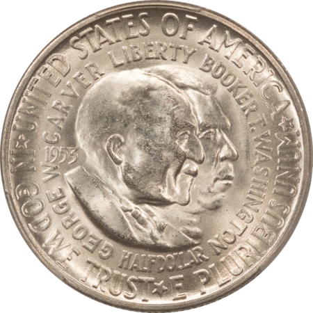 Early Commems 1953-S WASHINGTON-CARVER COMMEMORATIVE HALF DOLLAR PCGS MS-66 BLAZING WHITE, PQ!