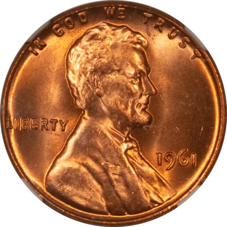 Lincoln Cents (Memorial) 1961 LINCOLN CENT – NGC MS-67 RD, RED SUPERB GEM & SUPRISINGLY TOUGH!