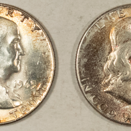 Franklin Halves 1963 1963-D FRANKLIN HALF DOLLARS, LOT OF 2 – PRETTY! UNCIRCULATED!