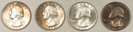 New Store Items 1963, 1964 X2, 1964-D WASHINGTON QUARTERS, LOT/4 – REALLY PRETTY, UNCIRCULATED!