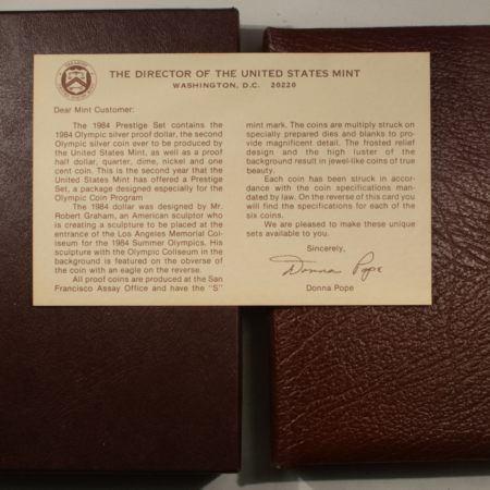 New Store Items 1984-S U.S. PRESTIGE PROOF SET W/ SILVER COMMEMORATIVE GEM PROOF WITH BOX + COA!
