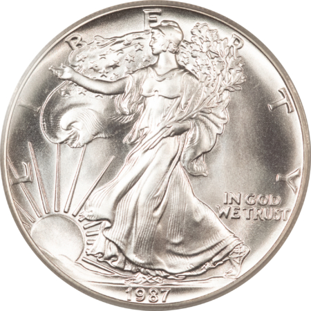 American Silver Eagles 1987 $1 1 OZ AMERICAN SILVER EAGLE – PCGS MS-70, WHITE & PRISTINE, PERFECT!