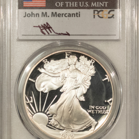American Silver Eagles 1989-S $1 1 OZ PROOF AMERICAN SILVER EAGLE PCGS PR-70 DCAM MERCANTI SIGNED LABEL