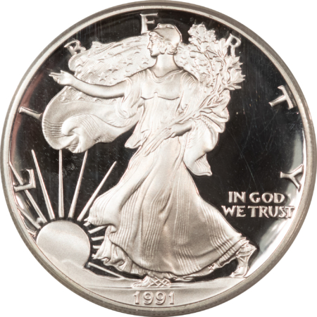 American Silver Eagles 1991-S $1 1 OZ PROOF AMERICAN SILVER EAGLE PCGS PR-70 DCAM MERCANTI SIGNED LABEL
