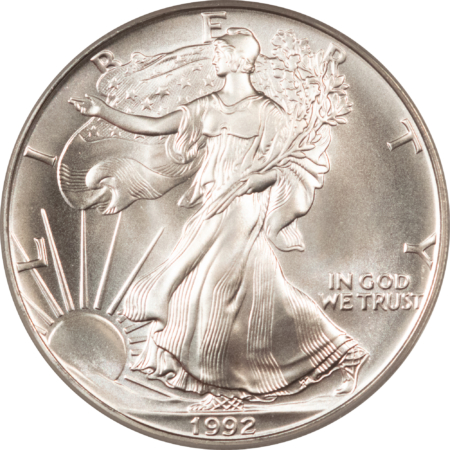 American Silver Eagles 1992 $1 1 OZ AMERICAN SILVER EAGLE – PCGS MS-70, WHITE & PRISTINE, PERFECT!