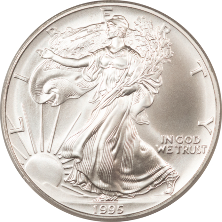 American Silver Eagles 1995 $1 1 OZ AMERICAN SILVER EAGLE – PCGS MS-70, WHITE & PRISTINE, PERFECT!