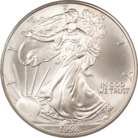 American Silver Eagles 1998 $1 1 OZ AMERICAN SILVER EAGLE – PCGS MS-70, WHITE & PRISTINE! PERFECT!