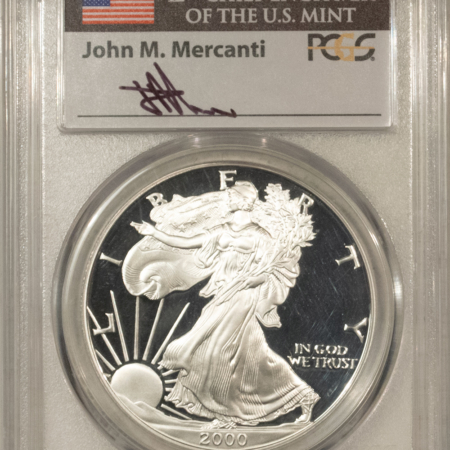 American Silver Eagles 2000-P $1 1 OZ PROOF AMERICAN SILVER EAGLE PCGS PR-70 DCAM MERCANTI SIGNED LABEL