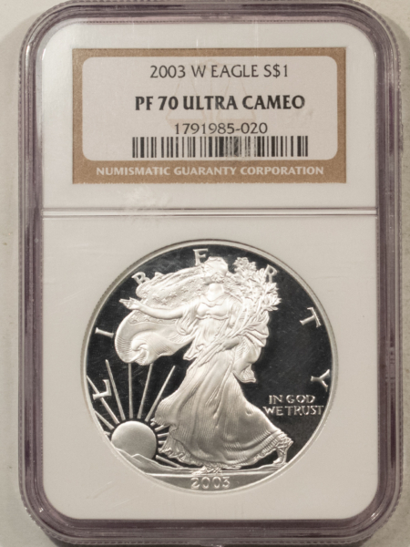 American Silver Eagles 2003-W $1 PROOF AMERICAN SILVER EAGLE, 1 OZ .999 – NGC PF-70 ULTRA CAMEO!