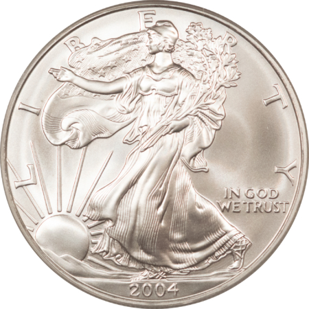 American Silver Eagles 2004 $1 1 OZ AMERICAN SILVER EAGLE – PCGS MS-70, WHITE & PRISTINE! PERFECT!
