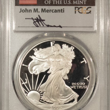 American Silver Eagles 2005-W $1 1 OZ PROOF AMERICAN SILVER EAGLE PCGS PR-70 DCAM MERCANTI SIGNED LABEL