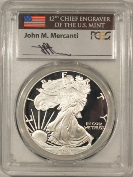 American Silver Eagles 2006-W $1 1 OZ PROOF AMERICAN SILVER EAGLE PCGS PR-70 DCAM MERCANTI SIGNED LABEL