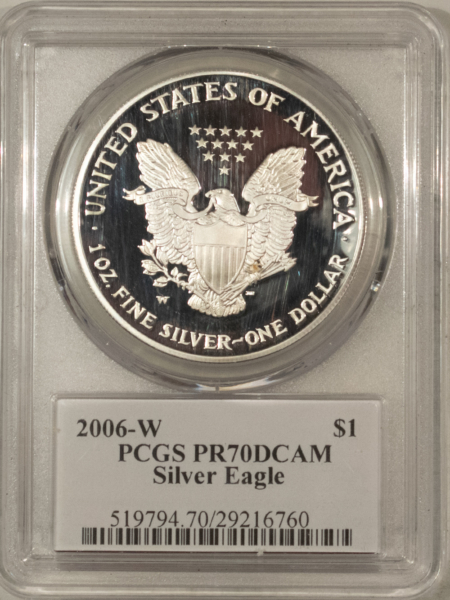 American Silver Eagles 2006-W $1 1 OZ PROOF AMERICAN SILVER EAGLE PCGS PR-70 DCAM MERCANTI SIGNED LABEL