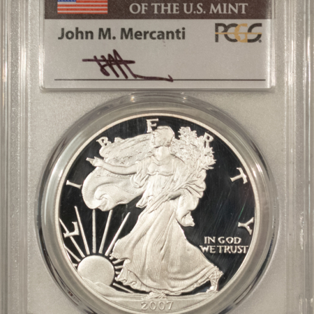 American Silver Eagles 2007-W $1 1 OZ PROOF AMERICAN SILVER EAGLE PCGS PR-70 DCAM MERCANTI SIGNED LABEL