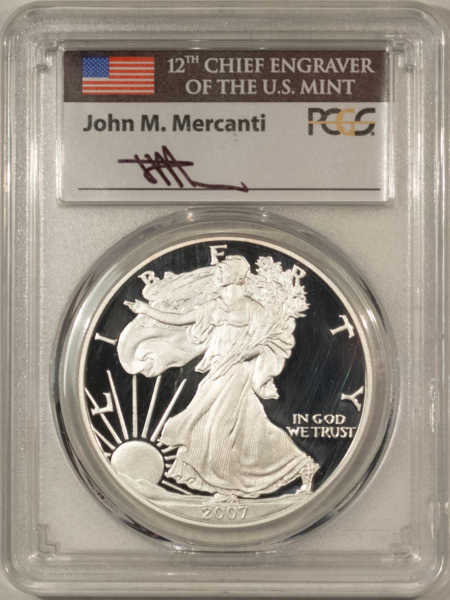 American Silver Eagles 2007-W $1 1 OZ PROOF AMERICAN SILVER EAGLE PCGS PR-70 DCAM MERCANTI SIGNED LABEL