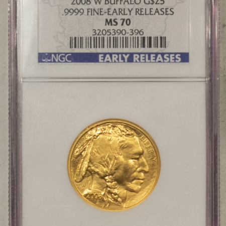 American Gold Eagles, Buffaloes, & Liberty Series 2008-W $25 AMERICAN GOLD BUFFALO .9999 FINE – NGC MS-70, EARLY RELEASES