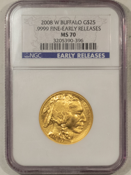 American Gold Eagles, Buffaloes, & Liberty Series 2008-W $25 AMERICAN GOLD BUFFALO .9999 FINE – NGC MS-70, EARLY RELEASES